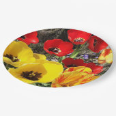 Gele en rode tulpen papieren bordje (Gekanteld)