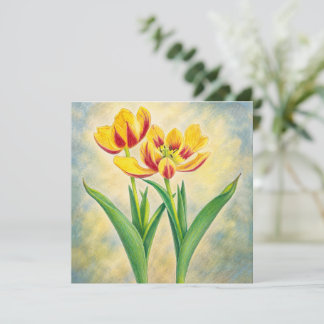 Gele en Rode Tulpen Plat Kaart