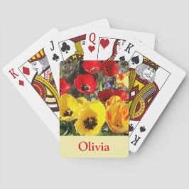 Gele en rode tulpen pokerkaarten