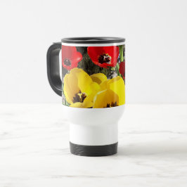 Gele en rode tulpen reisbeker