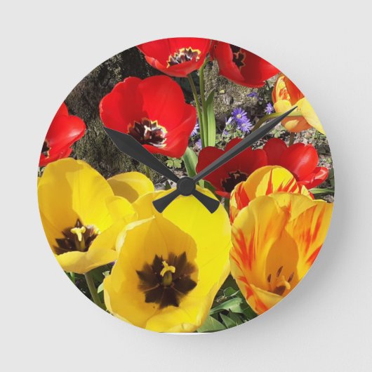 Gele en rode tulpen  ronde klok (Voorkant)