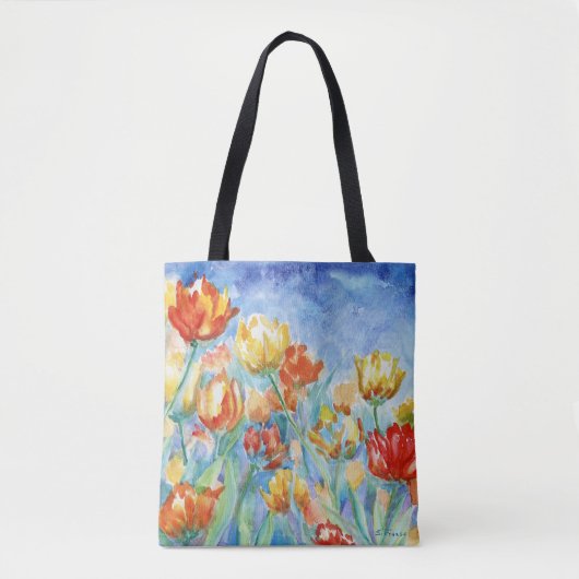 Gele en rode tulpen schouder Tas (Voorkant)
