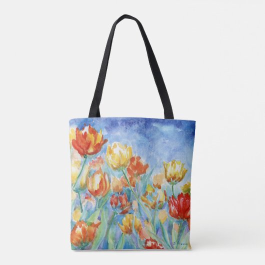 Gele en rode tulpen schouder Tas (Achterkant)