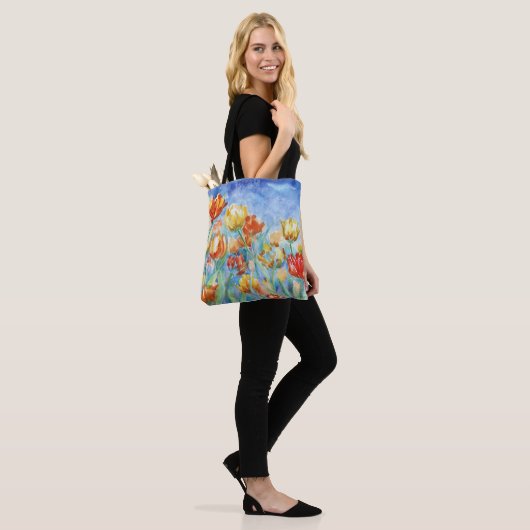 Gele en rode tulpen schouder Tas (Op model)