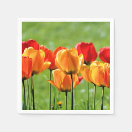 Gele en rode tulpen servet