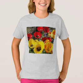Gele en rode tulpen t-shirt