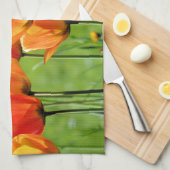 Gele en rode tulpen theedoek (Quarter Fold)