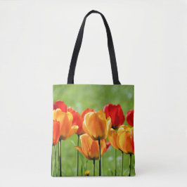 Gele en rode tulpen tote bag
