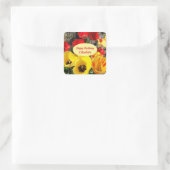 Gele en rode Tulpen van afgelopen dag Vierkante Sticker (Tas)