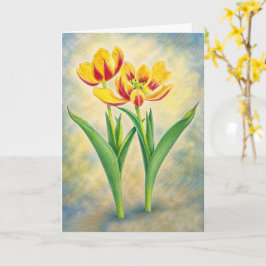 Gele en Rode Tulpen Vouwkaart Kaart