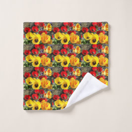 Gele en rode tulpen washandje