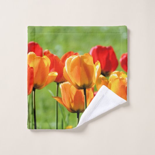 Gele en rode tulpen washandje (Wasdoekje)