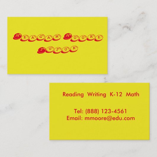 Gele en Rode Tutor Visitekaartje (Voorkant / Achterkant)