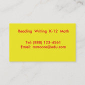 Gele en Rode Tutor Visitekaartje (Achterkant)