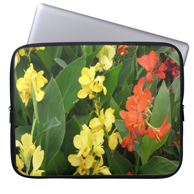 Gele en rode ventilatorlaptophoes laptop sleeve (Voorkant)