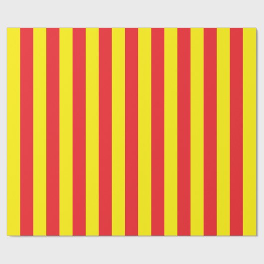 Gele en rode verticale strepen cadeaupapier (Vlak)