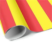 Gele en rode verticale strepen cadeaupapier (Rol Hoek)