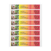 Gele en rode Waterverf met twee foto's Adreslabel Wikkel (Vel)