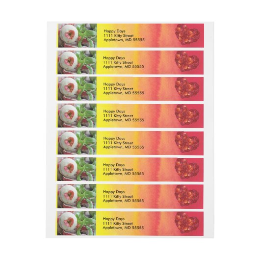 Gele en rode Waterverf met twee foto's Adreslabel Wikkel (Vel)