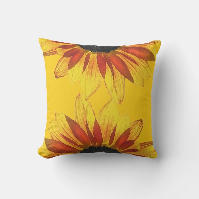 Gele en rode zonnebloemen, buitenkant Pillow Buitenkussen (Voorkant)