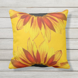 Gele en rode zonnebloemen, buitenkant Pillow Buitenkussen