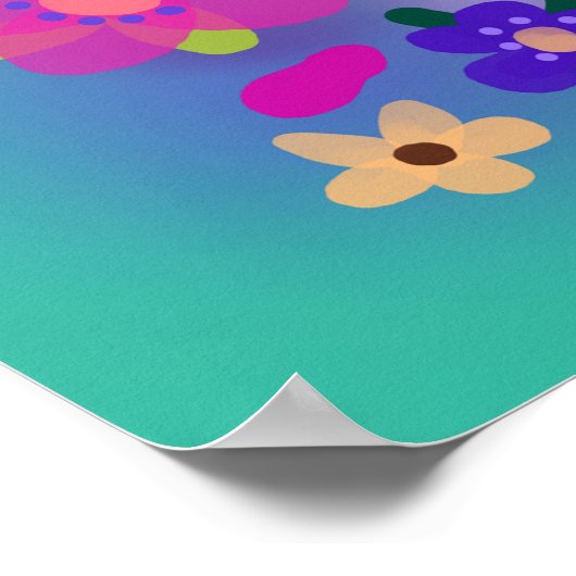  gele en roze bloemen die u aanpast poster (Hoek)