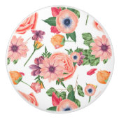 Gele en roze bloemen keramische knop (Voorkant)