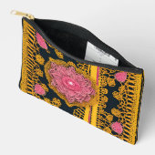 Gele en roze bloempatronen AI-kunst Etui (Open)