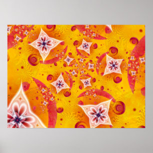 Gele en Roze Bloemvormen Poster
