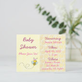 Gele en Roze Bumblebee Baby shower Uitnodiging Briefkaart (Staand voorkant)