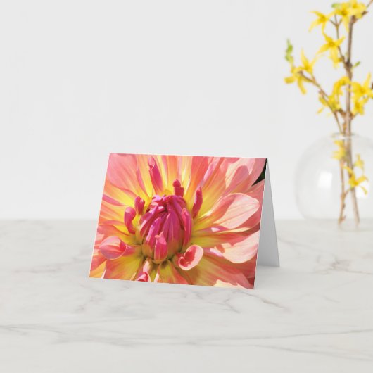 Gele en Roze Dahlia 4x6 notecard Kaart (Gele Bloem)