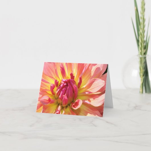 Gele en Roze Dahlia 4x6 notecard Kaart (Voorkant)