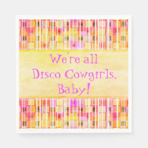 Gele en Roze Disco Cowgirl Franje Servet
