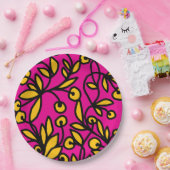 Gele en roze doodle papieren bordje (Feest)