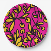Gele en roze doodle papieren bordje (Voorkant)