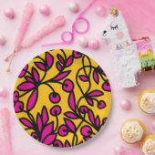 Gele en roze doodle papieren bordje (Feest)