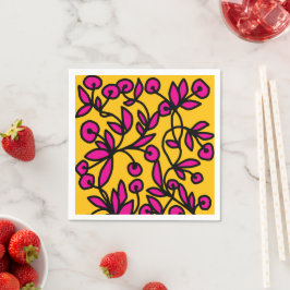 Gele en roze doodle servet