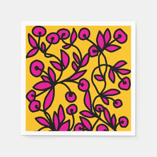 Gele en roze doodle servet (Voorkant)