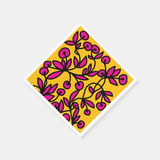 Gele en roze doodle servet (Hoek)