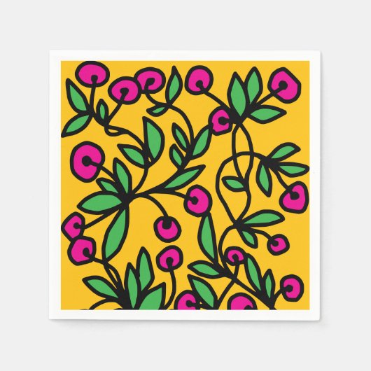 Gele en roze doodle servet (Voorkant)