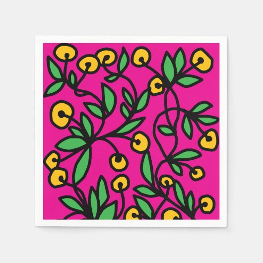 Gele en roze doodle servet (Voorkant)