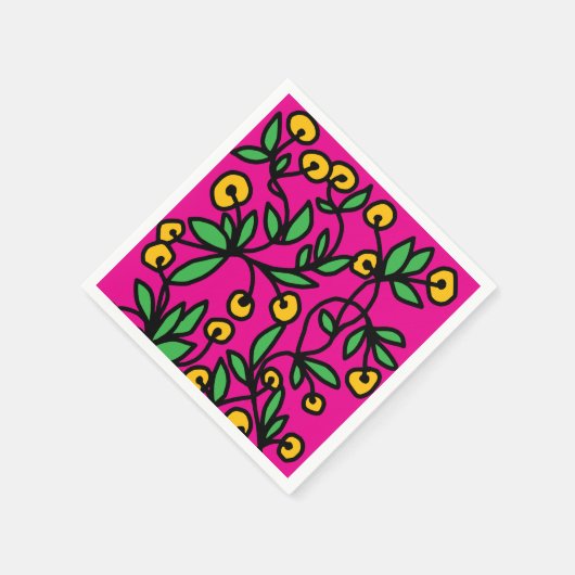 Gele en roze doodle servet (Hoek)