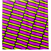 Gele en roze douchegordijn met ontwerp (Voorkant)