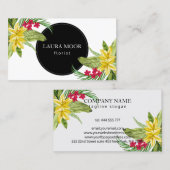 Gele en roze exotische bloemen visitekaartje (Voorkant / Achterkant)