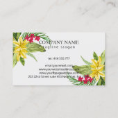 Gele en roze exotische bloemen visitekaartje (Achterkant)