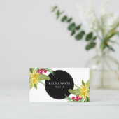 Gele en roze exotische bloemen visitekaartje (Staand voorkant)