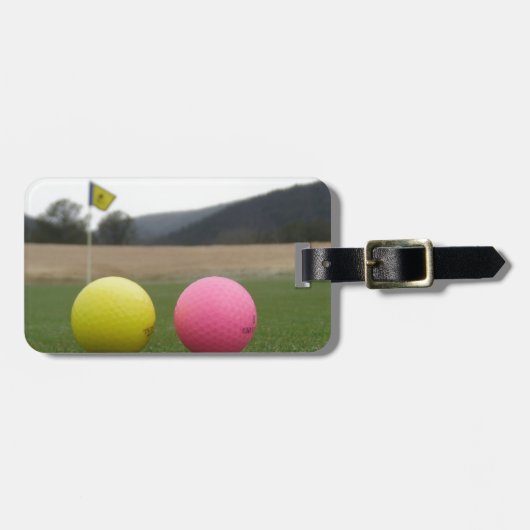 gele en roze golfballen, bagagelabel (Voorkant horizontaal)