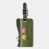 gele en roze golfballen, bagagelabel (Voorkant verticaal)