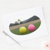 gele en roze golfballen, ovale sticker (Envelop)