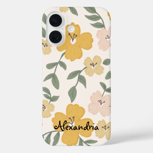 Gele en Roze Hibiscus bloem Botanisch Case-Mate iPhone Case (Achterkant)